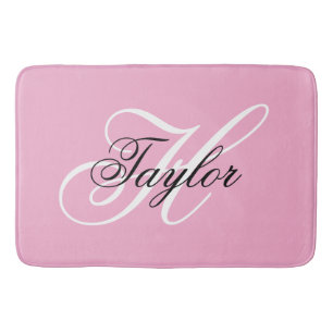Zwart-wit Fancy Monogram Roze Badmat