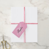 Zwart-wit Fancy Monogram Roze Cadeaulabel (Met Touw)