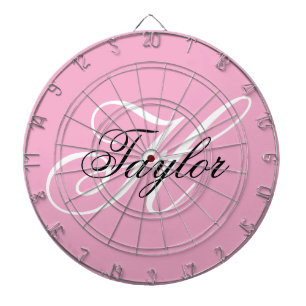 Zwart-wit Fancy Monogram Roze Dartbord