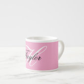Zwart-Wit Fancy Monogram Roze Espresso Kop (Voorkant rechts)