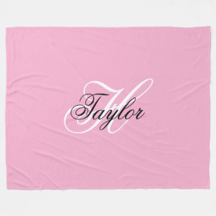Zwart-wit Fancy Monogram Roze Fleece Deken