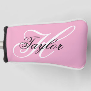 Zwart-wit Fancy Monogram Roze Golfheadcover