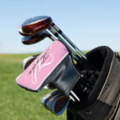 Zwart-wit Fancy Monogram Roze Golfheadcover (Insitu)