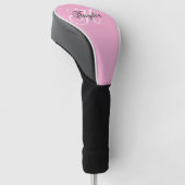 Zwart-wit Fancy Monogram Roze Golfheadcover (Schuin)