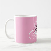 Zwart-wit Fancy Monogram Roze Koffiemok (Links)