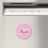 Zwart-wit Fancy Monogram Roze Magneet (Insitu (Vaatwasser))