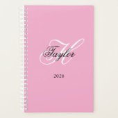 Zwart-wit Fancy Monogram Roze Planner (Voorkant)