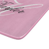 Zwart-wit Fancy Monogram Roze Snijplank (Hoek)