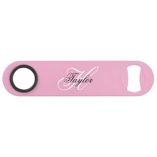 Zwart-wit Fancy Monogram Roze Speed Flessenopener (Voorkant (Horizontaal))