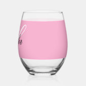 Zwart-wit Fancy Monogram Roze Wijnglas Zonder Voet (Links)
