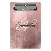 Zwart-wit Fancy monogrammen Roos Gold Foil Mini Klembord (Voorkant)