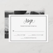 Zwart-wit Fancy Script Wedding RSVP | Foto (Voorkant / Achterkant)