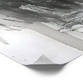 Zwart-wit Fantasy Wolf Mountain Moon Poster (Hoek)