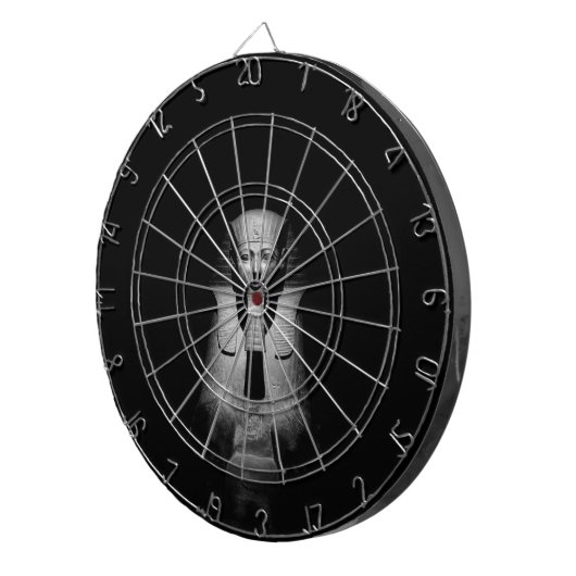 Zwart-wit farao koning dartbord (Voorkant Rechts)