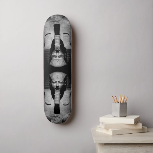 Zwart-wit farao koning skateboard (Muurkunst)