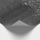 Zwart wit faux sparkles rustig hout cadeaupapier (Hoek)