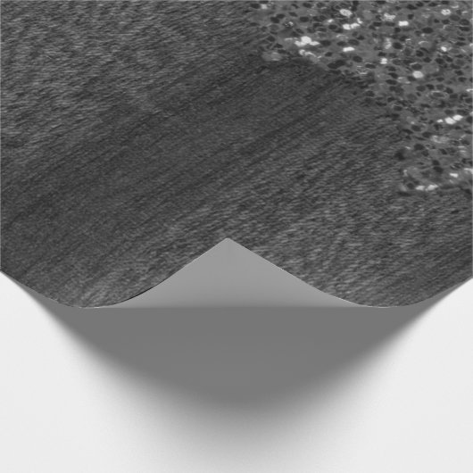 Zwart wit faux sparkles rustig hout cadeaupapier (Hoek)