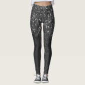 Zwart wit faux sparkles rustig hout leggings (Voorkant)