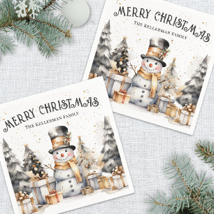 Zwart Wit Feestelijk Winter Kerstmis Servet