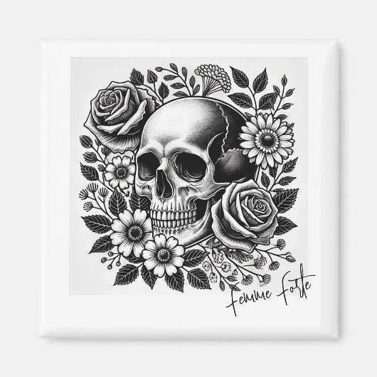 Zwart-wit Femme Forte Magneet (Voorkant)