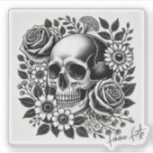 Zwart-wit Femme Forte Sticker (Voorkant)