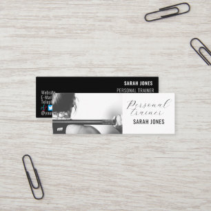 Zwart Wit Fitness Personal Trainer Influencer Mini Visitekaartje
