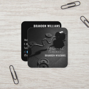 Zwart Wit Fitness Personal Trainer Influencer Vierkante Visitekaartje