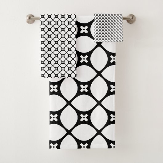 Zwart wit Flavis-patroon Bad Handdoek (Insitu)