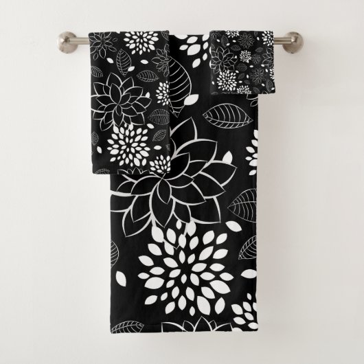Zwart-wit flessenpatroon bad handdoek (Insitu)