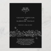 Zwart wit fleur de lis bruiloft bedankt programma (Voorkant)