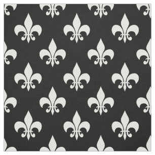 Zwart Wit Fleur-de-lis Textiel Stof