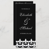Zwart-wit Fleur de Lis Trouwprogramma Programma (Voorkant / Achterkant)