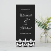 Zwart-wit Fleur de Lis Trouwprogramma Programma (Staand voorkant)