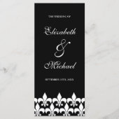 Zwart-wit Fleur de Lis Trouwprogramma Programma (Voorkant)