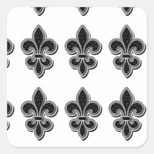Zwart-wit Fleur De Lis Vierkante Sticker