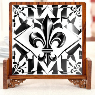 Zwart-wit Fleur Essence Tegeltje