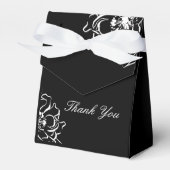 Zwart-wit Floral 50ste verjaardag Bedankdoosjes (Voorkant Zijde)
