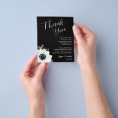 Zwart-wit Floral bruiloft Bord Dank u Flyer (Hand)