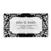 Zwart & Wit  Floral Design-Lable Sjabloon Etiket (Voorkant)