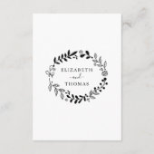 Zwart-wit Floral Garland bruiloft details Informatiekaartje (Achterkant)