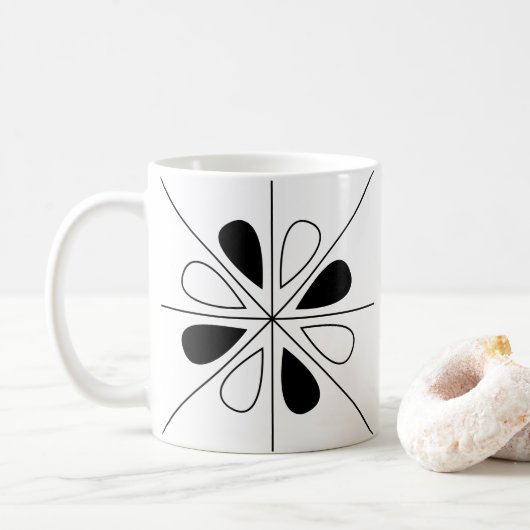 Zwart-wit Floral Geometric Pattern Koffiemok (Met donut)