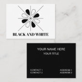 Zwart-wit Floral Geometric Pattern Visitekaartje (Voorkant / Achterkant)