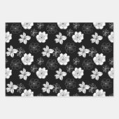 Zwart-wit Floral Patroon Inpakpapier Vel (Voorkant)