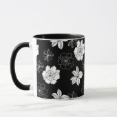 Zwart-wit Floral Patroon Mok (Links)