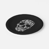 Zwart wit Floral Skull Halloween Paper Bord (Gekanteld)