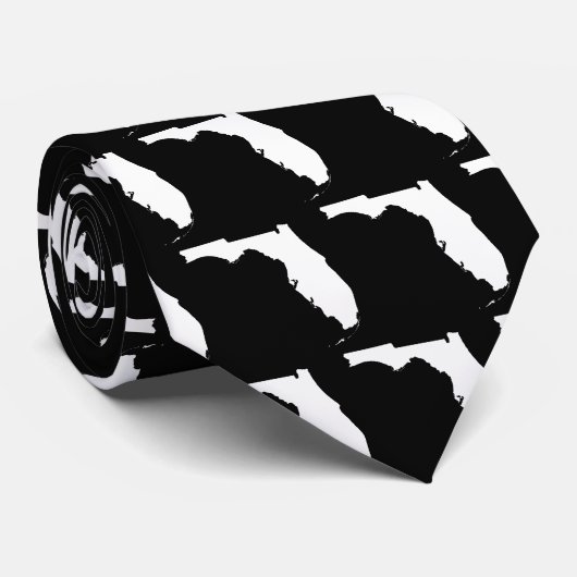 Zwart-wit Florida Kaart Vorm Patroon Stropdas (Opgerold)