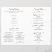 Zwart-wit Flourish Elegance huwelijksprogramma (Achterkant)