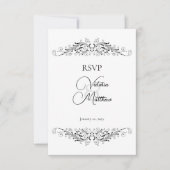 Zwart-wit Flourish Elegance RSVP (Voorkant)
