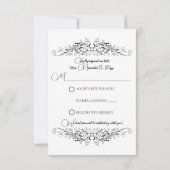 Zwart-wit Flourish Elegance RSVP (Achterkant)