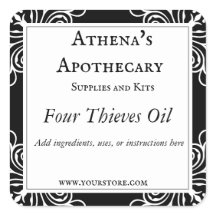 Zwart-wit Flourish Spell Oil Label